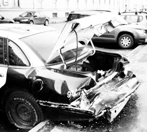Damaged car after a collision